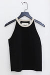 SWAYING/KNIT contrasting piping camisole SW23SS1T03 black/beige PS84